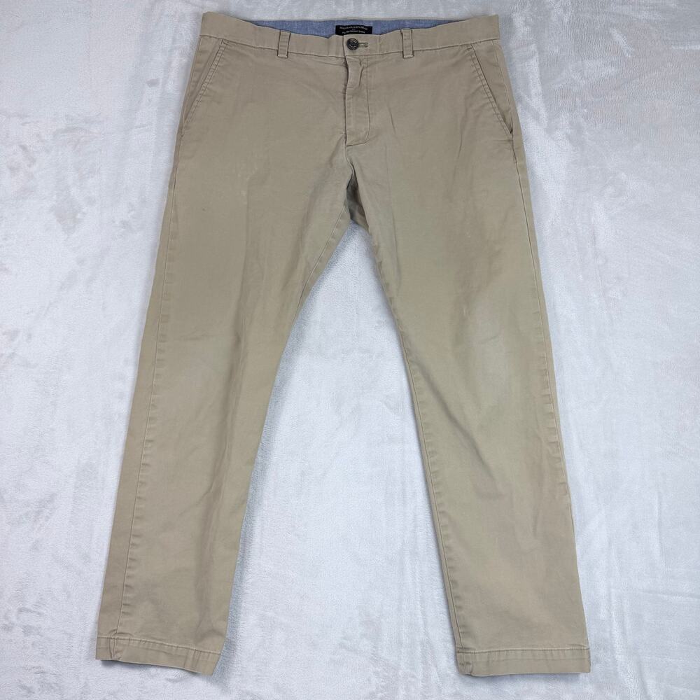 Banana Republic Fulton Skinny Chino Pants - Khaki Beige Mens Size 35x30